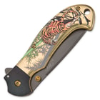 Masters Collection Wild Tiger Assisted Opening Pocket Knife - Gold