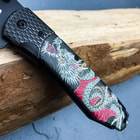 Master Collection Black Chinese Dragon Pocket Knife - 3Cr13 Steel Blade, Aluminum Handle, Pocket Clip - 4 1/2” Closed