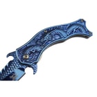 Iridescent Blue Flying Dragon Assisted Opening Folding Pocket Knife