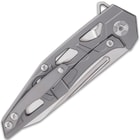 The handle scales are crafted of grey titanium-coated, aluminum and it features a titanium-coated pocket clip