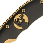 Deer Design Laser Cut Black And Gold Pocket Knife