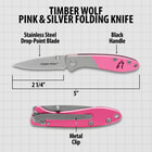 Timber Wolf Pink & Silver Folding Knife