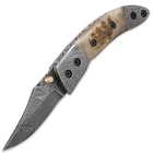 Timber Wolf Damascus & Stag Folding Pocket Knife