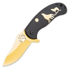 Timber Wolf Pack Leader Gold Bladed Assisted Opening Pocket Knife