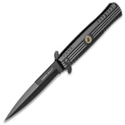 Timber Wolf Covert Operation Stiletto Knife - Black Stainless Steel Blade, Ridged Aluminum Handle, Assisted Opening, Pocket Clip