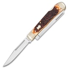Timber Wolf Rustic Bone Trapper Pocket Knife - Stainless Steel Blades, Jigged Bone Handle, Double Lockback