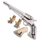 Remington 1875 CO2 Powered Replica Air Revolver - All-Metal, Nickel-Plated, Dual Ammo, Faux Ivory Grips, Single-Action