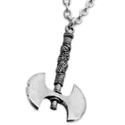 Barbarian Warlord Double-Edged Battle Axe Necklace