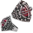 Ornate Red Jewel Cross Ring