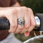 Skull Ring With Gold Cross
