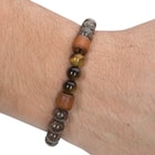 Nature Stone Bracelet - Polished Stone Beads with Wooden Accents