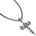 Bat Cross Pendant on Chain - Stainless Steel Necklace