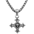 Wreathed Skull Cross Pendant on Chain - Stainless Steel Necklace