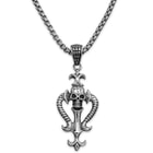 Serpent and Skull Cross Pendant on Chain - Stainless Steel Necklace