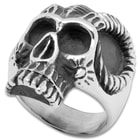 Twisted Roots Ram Horns Skull Ring - Size 10
