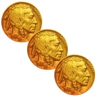 Buffalo Nickels - 24k Gold Plated - Set Of 3