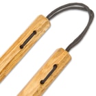 Brown Wooden Nunchaku - Solid Wooden Construction, Sturdy Nylon Cord, Quality Gear - Length 12”