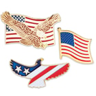 USA Flag Eagle Lapel Pin and Patch Gift Set