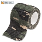 Flexible Self-Adhesive Woodland Camo Wrap - Gun Protection, Stretch Fabric, Reusable, Weatherproof, 2” Wide, 14 3/4’ Roll