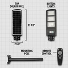 Details and features of the Solar Powered Security Light 9,000 Lumens.