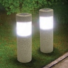 LED Solar Stone Pillar Lights Set Of Two