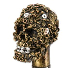 Sprockedermis Sword Cane with Steampunk-Style Screw/Nut/Bolt-Covered Skull Handle