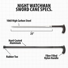 Zoomed in image of nylon handle on black night watchman sword cane
