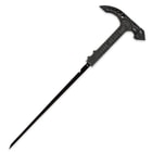 The SK5 carbon steel black-coated blade is 17”. 