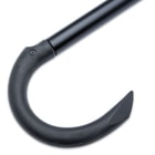 The wickedly curved and pointed, molded fiber-filled nylon handle can also be used as an effective self-defense tool