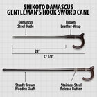 Details and features of the Gentleman's Hook Sword Cane.