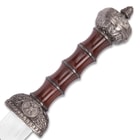 Stag Hunting Medieval Short Sword With Scabbard -  Stainless Steel Blade, Celtic Etch, Faux Woodgrain, Historically Inspired - Length 17 1/4"