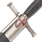 Silver Crusader Helmet Dagger And Sheath - Stainless Steel Display Blade, ABS And Metal Handle - Length 14 1/2”