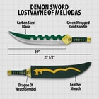 Details and features of Lostvayne anime sword and sheath.