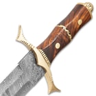 Royal Ranger Damascus Sword And Sheath - Damascus Steel Blade, Wooden Handle, Metal Guard And Pommel - Length 28”