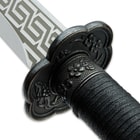 The sword has a 29” high-quality manganese blade that is razor-sharp and it extends from a crafted, metal tsuba