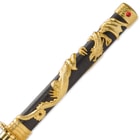 Ten Ryu Garnet Crown Dragon Katana with Black Wooden Scabbard - Gold-Colored Ornamentation