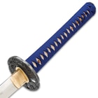 Sokojikara Turbulent Blue Handmade Katana / Samurai Sword - T10 High Carbon Steel, Hand Forged, Clay Tempered - Genuine Ray Skin; Iron Tsuba - Functional, Full Tang, Battle Ready