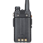 The two-way radio is powered by a lithium ion battery that can be charged with the included charger