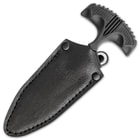 The Tanto Knife has a full-tang, 10 3/4” stainless steel blade with a blood groove and is 16 3/4” overall