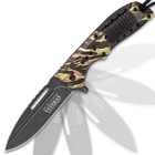 SOA Veteran Tribute 2-Piece Knife Set - Bowie Fixed Blade, Assisted Opening Folder Pocket Knife - 3Cr13 Stainless Steel - Vintage Jungle Camo - Glass Breaker - Serrations - Proudly Served Laser Etched