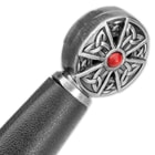Celtic Cross With Jewel Crusader Dagger And Sheath -  Stainless Steel Blade, Metal Guard And Pommel, Faux Ruby - Historically Inspired - Length 14 1/2"