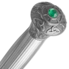 Celtic Dagger With Faux Emerald And Sheath -  Stainless Steel Blade, ABS Guard And Pommel, Faux Emerald - Historically Inspired - Length 14 1/2"