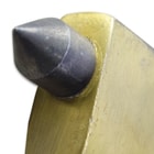 At the end of the knife’s handle is a skull crusher pommel.