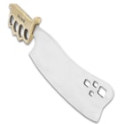 The combat cleaver has a massive stainless steel blade that's 4 1/2 mm thick