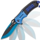 Black Legion Blue Guardian Tanto Fixed Blade and Assisted Opening Pocket Knife Set - Metallic Blue
