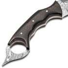 Timber Wolf Midnight Micarta Karambit Knife With Sheath - Damascus Steel Blade, Micarta Handle Scales - Length 9 1/4”