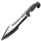 Black Ronin Stealth Machete And Sheath - Stainless Steel Blade, Black And Satin Finish, Wooden Handle - Length 16"