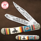 Kissing Crane Trail Of Tears Trapper Pocket Knife - Stainless Steel Blades, Bone And Resin Handle, Hammered Bolsters, Individually Serialized
