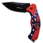 MTech Assisted Opening Punisher CSA Flag Pocket Knife - 3Cr13 Steel Blade, Aluminum Handle, Pocket Clip - 4 3/4” Closed