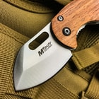 MTech Brownwood Compact Pocket Palm Knife - 3Cr13 Steel Stonewashed Blade, Wooden Handle, Pocket Clip
